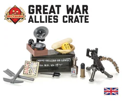 Allied Forces' Ammunition Box and Vickers Machine Gun during World War One.
