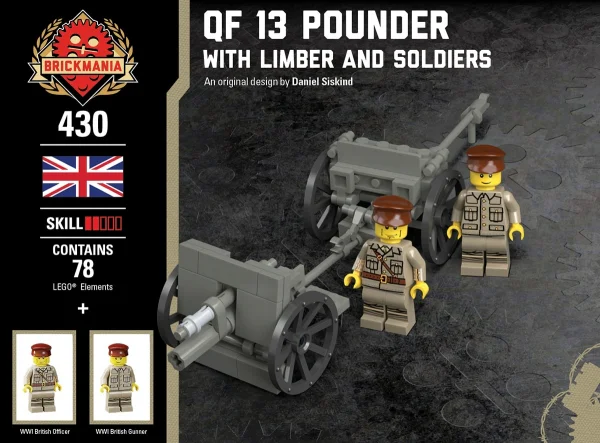 QF 13-POUND FIELD GUN WITH EX-CARS AND SOLDIERS Brickmania 430