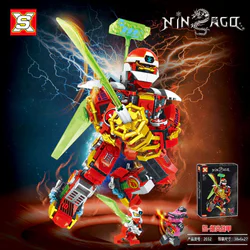 Ninja Mecha 4 designs: Kaioh's Pyro Battle Armor, Rou's Wild Wolf Mecha, Yin's Divine Wind Battle Armor, and Wu's Concealment Battle Armor.