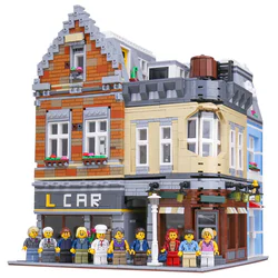 Car shop, apartment building