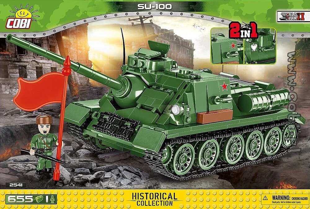 Self-propelled anti-tank gun SU-100. COBI 2541 image 1