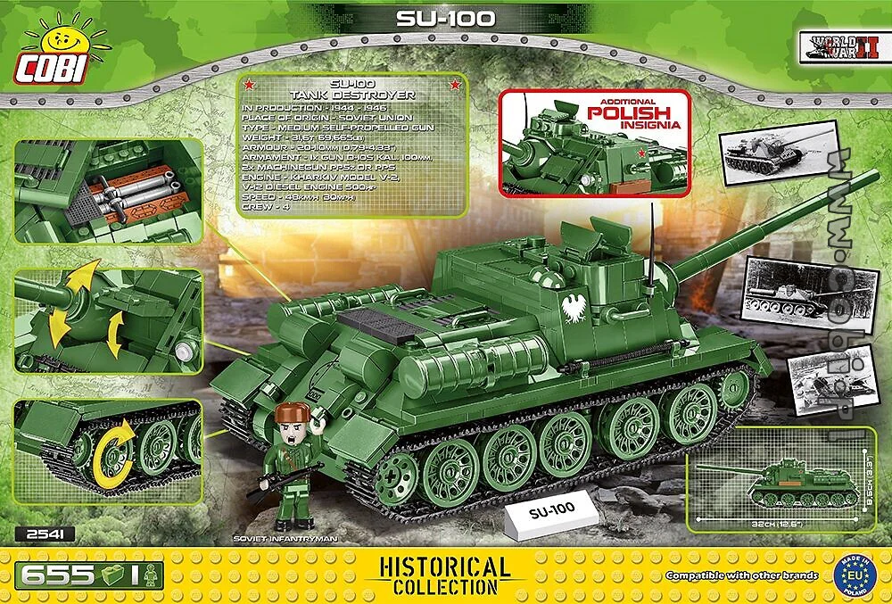 Self-propelled anti-tank gun SU-100. COBI 2541 image 2