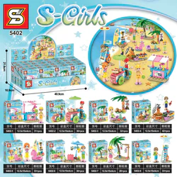 Beach Scene 8 Kinds: Ice Cream Stall, Hot Dog Stall, Coconut, Barbecue, Skateboard, Water Gun, Changing Room, Lifeguard Lookout Tower.