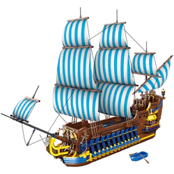 Blue sail pirate ship