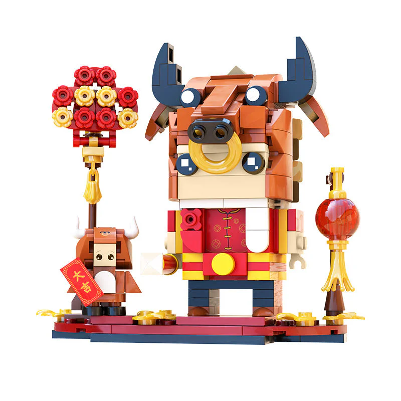 Limited edition head-shaped ox-themed product: Little Spring Ox 拼奇积木 Pantasy 99002
