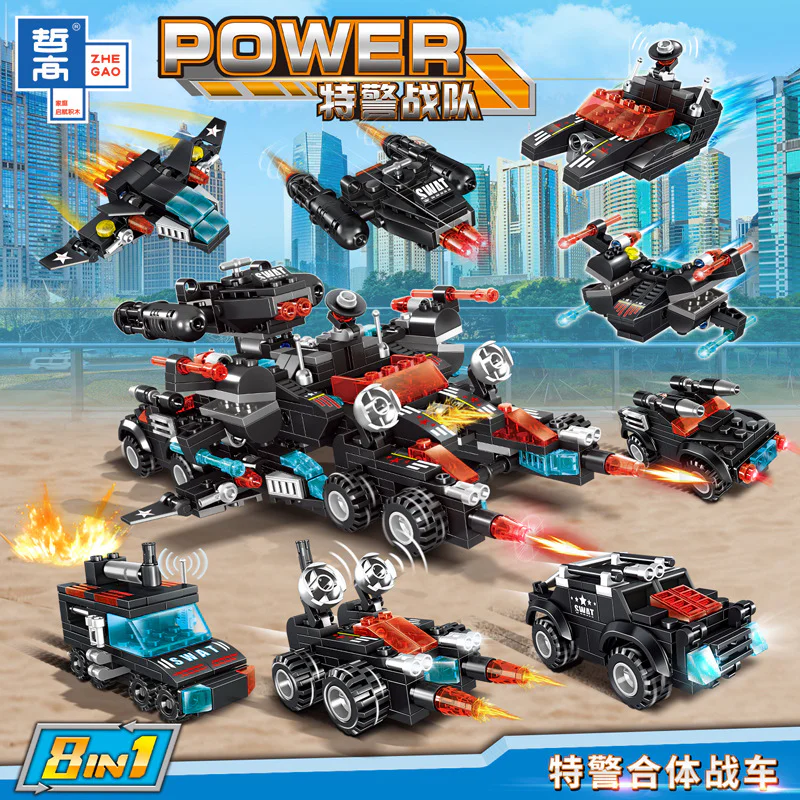 Special Police Force: Special Police Team Special Police Car 8in1 哲高 ZHEGAO QL0257