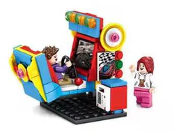 Game video games, six. Fast-speed bikes, dinosaurs, motor racing, space rocker, dancing machine, baskets