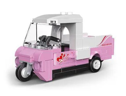 Mini pick-up: pink pickup truck tricycle 迪库 DECOOL/酷小砖 BrickCool 22035