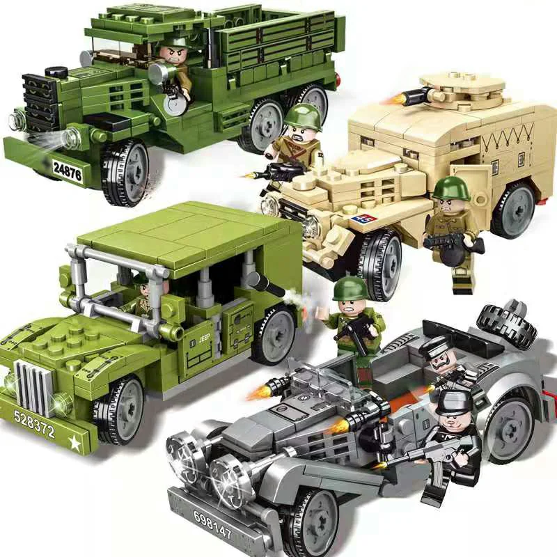 Frontline of War: Soviet armored car CS9, US-style car WO, German-style car 170VK, Soviet ZIS truck. 美联MEILIAN 98027