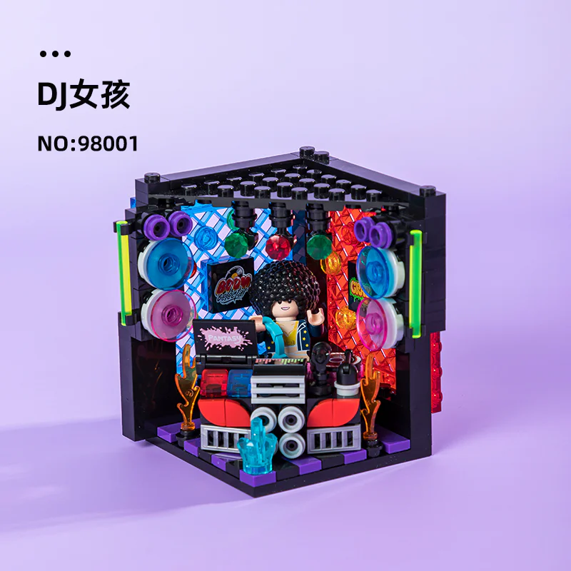 P-BOX SMALL SCENE 5 DJ GIRLS, ELECTRIC COMPETITIONS, FOOD GROWERS, SURFING GIRLS, A LIVE SISTER 拼奇积木 Pantasy 98010 image 4