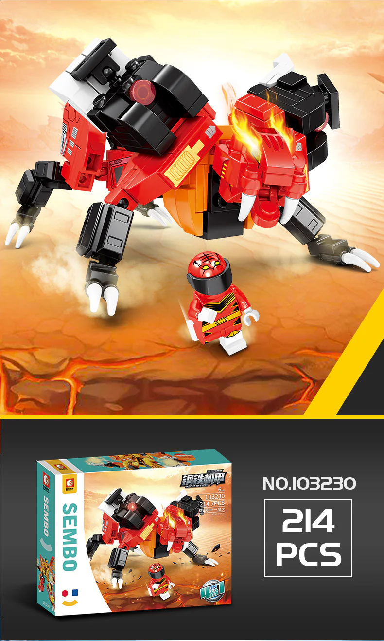 Transforming Beast Emperor: 4-Combination Set - Lion King, Flame Tiger, Mad Bull, Hawk Hunter 森宝 SEMBO 103230 image 3