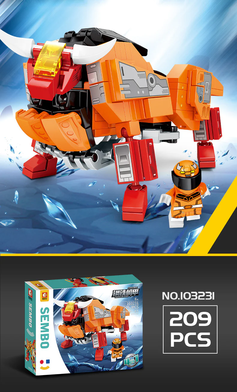 Transforming Beast Emperor: 4-Combination Set - Lion King, Flame Tiger, Mad Bull, Hawk Hunter 森宝 SEMBO 103230 image 7