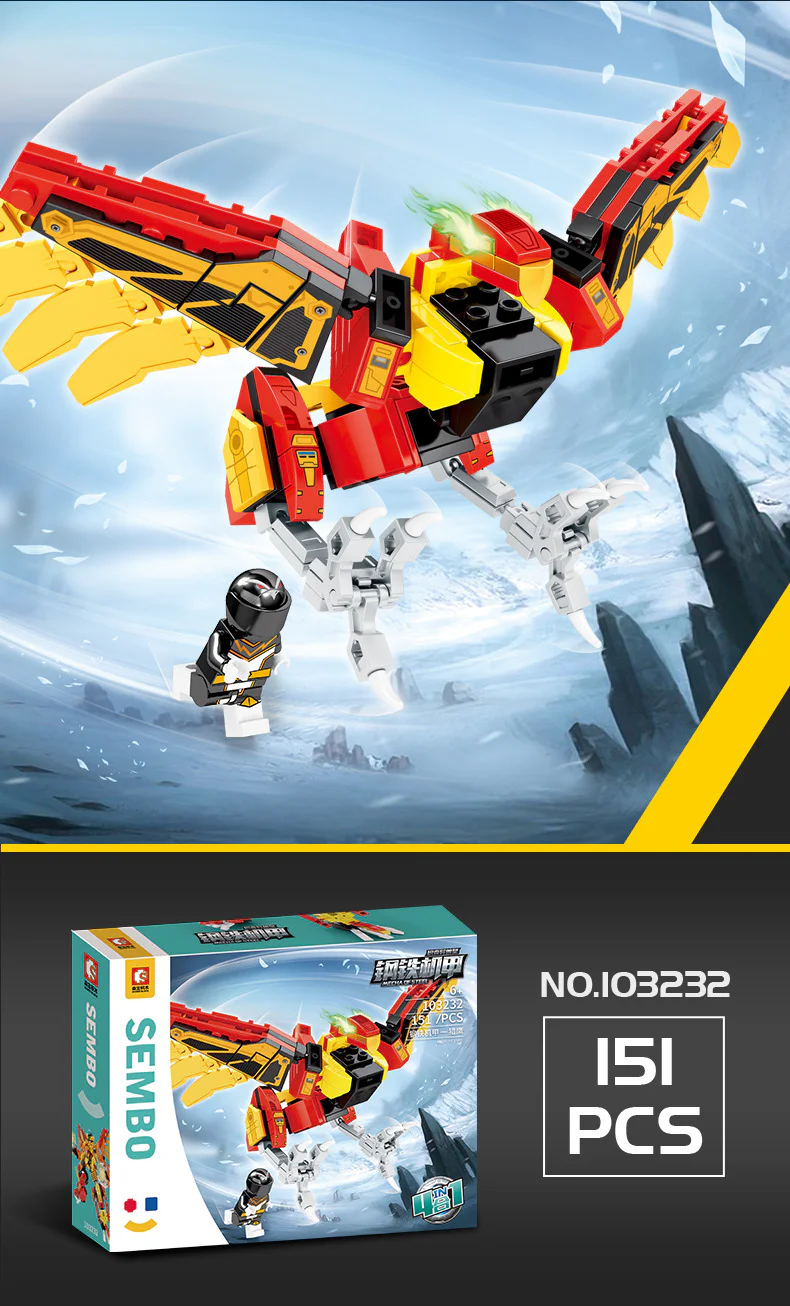 Transforming Beast Emperor: 4-Combination Set - Lion King, Flame Tiger, Mad Bull, Hawk Hunter 森宝 SEMBO 103230 image 10