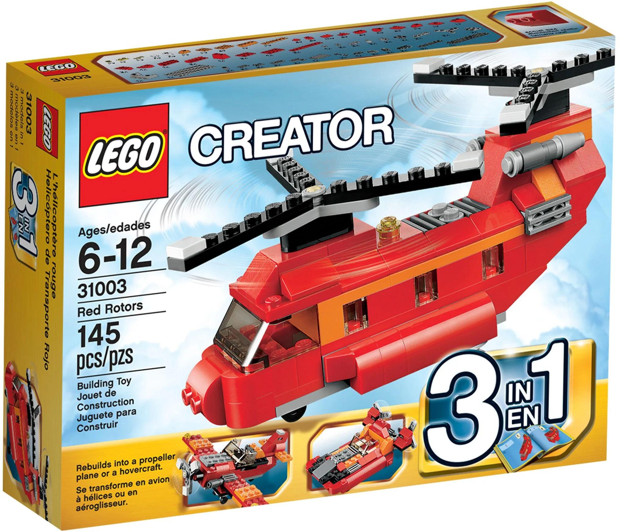 Red helicopter with double rotors. 3107 image 1