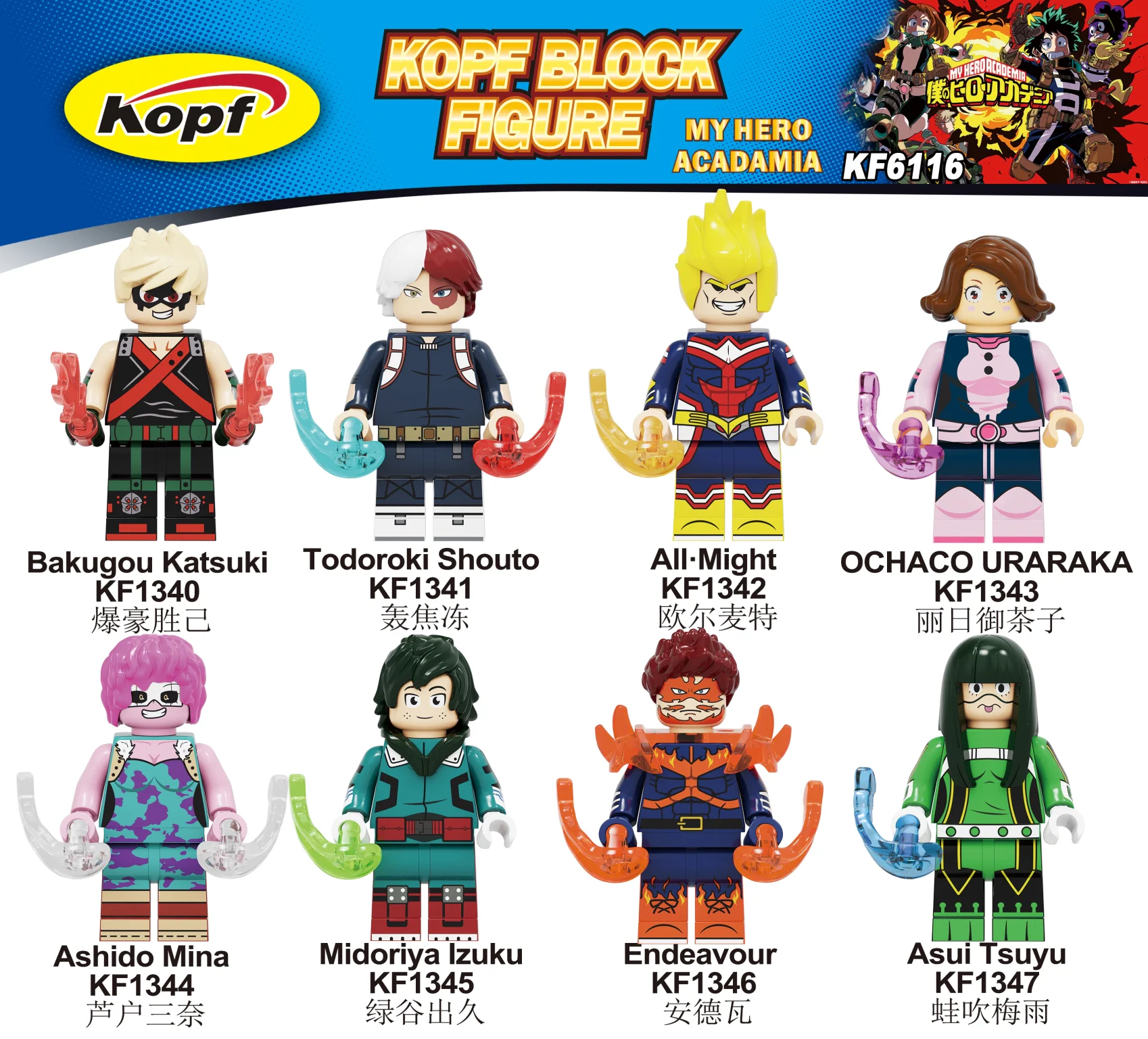 Here is the translation:

Here is Hero Course with 8 options: My Hero Academia 科峰Kopf KF1346