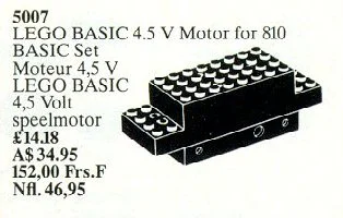 "Basic Motor 4.5V, Motor and Gear Housing. For use with Set 810." 乐高 LEGO 5007