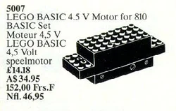 "Basic Motor 4.5V, Motor and Gear Housing. For use with Set 810."