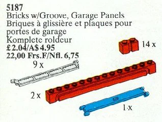 Brick Walls with Ribs, Garage Panel Systems 乐高 LEGO 5187