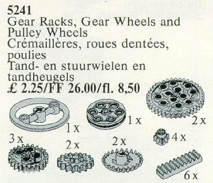 Transmission Components: Gear Racks and Wheels, Wedge Belts, and Crown Wheels 乐高 LEGO 1234