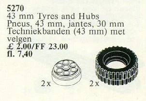Two Tires and Hubs 43mm 乐高 LEGO 5270