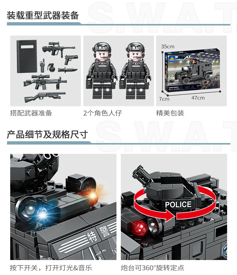 CITY GUARD SWAT: SWORD-TOOTH ARMOURED VEHICLE FORD F550 ARMED HUMMER 开智 KAZI/高博乐 GBL KY67282 image 2