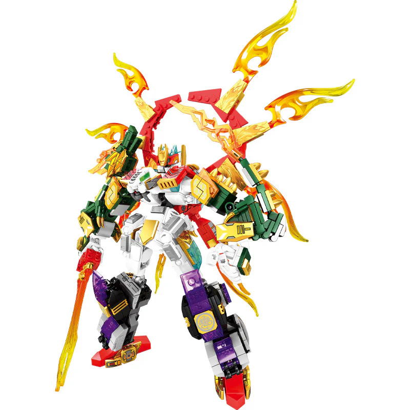 Divine Beast Totem: Four Gods Merge into Steel Armor, four models, including Dark Warrior, White Tiger, Vermilion Bird, and Green Dragon. 森宝 SEMBO 103237 image 1