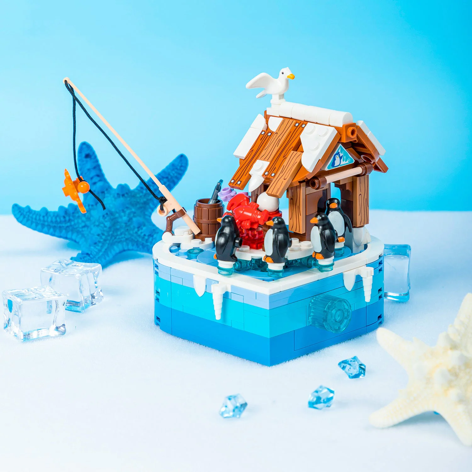 Childlike Interaction: 4 Types - Snow Ground BBQ, Godly Guidance, Flying Ship from Heaven, Happy Hedgehog Hunting 拼奇积木 Pantasy 61003 image 3