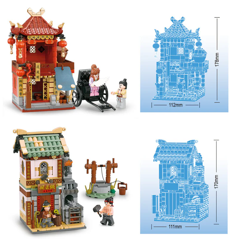 Street corner, four, old-named bungalows, centenary teas, tasting wines, handmade iron shops 迪库 DECOOL/酷小砖 BrickCool 88001 image 8