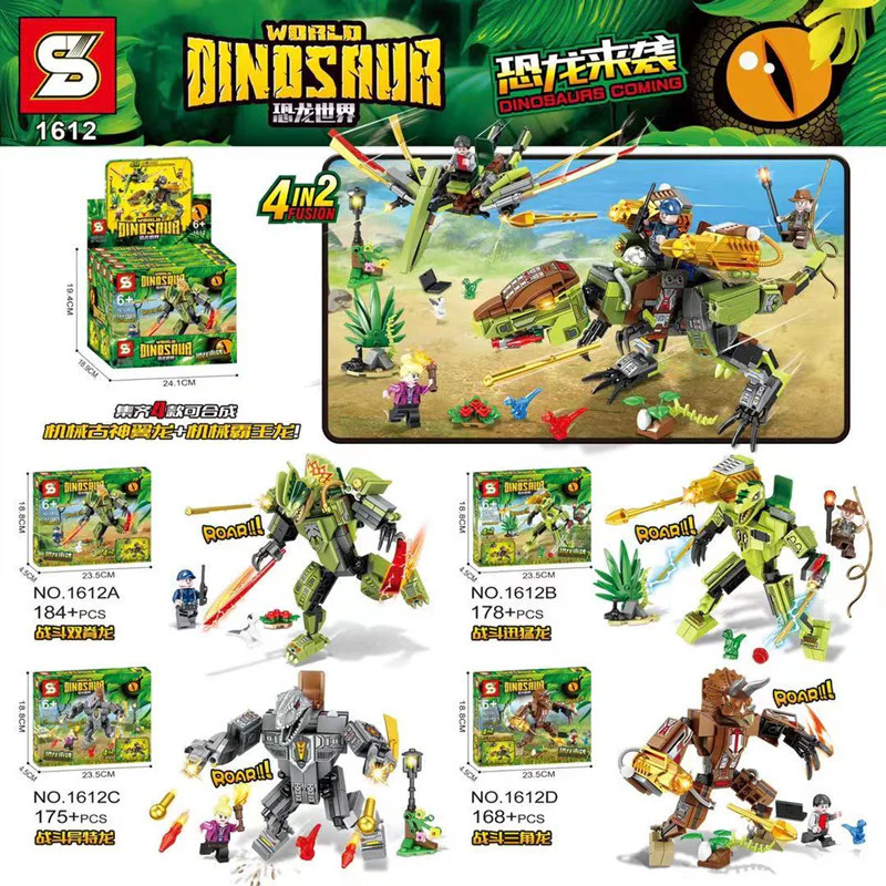 Dinosaur World Invasion: 4 Factions - Battle Double Spiked Dragon, Battle Swift Tyrant Dragon, Battle Specialized Dragon, Battle Triangular Dragon. 1612C