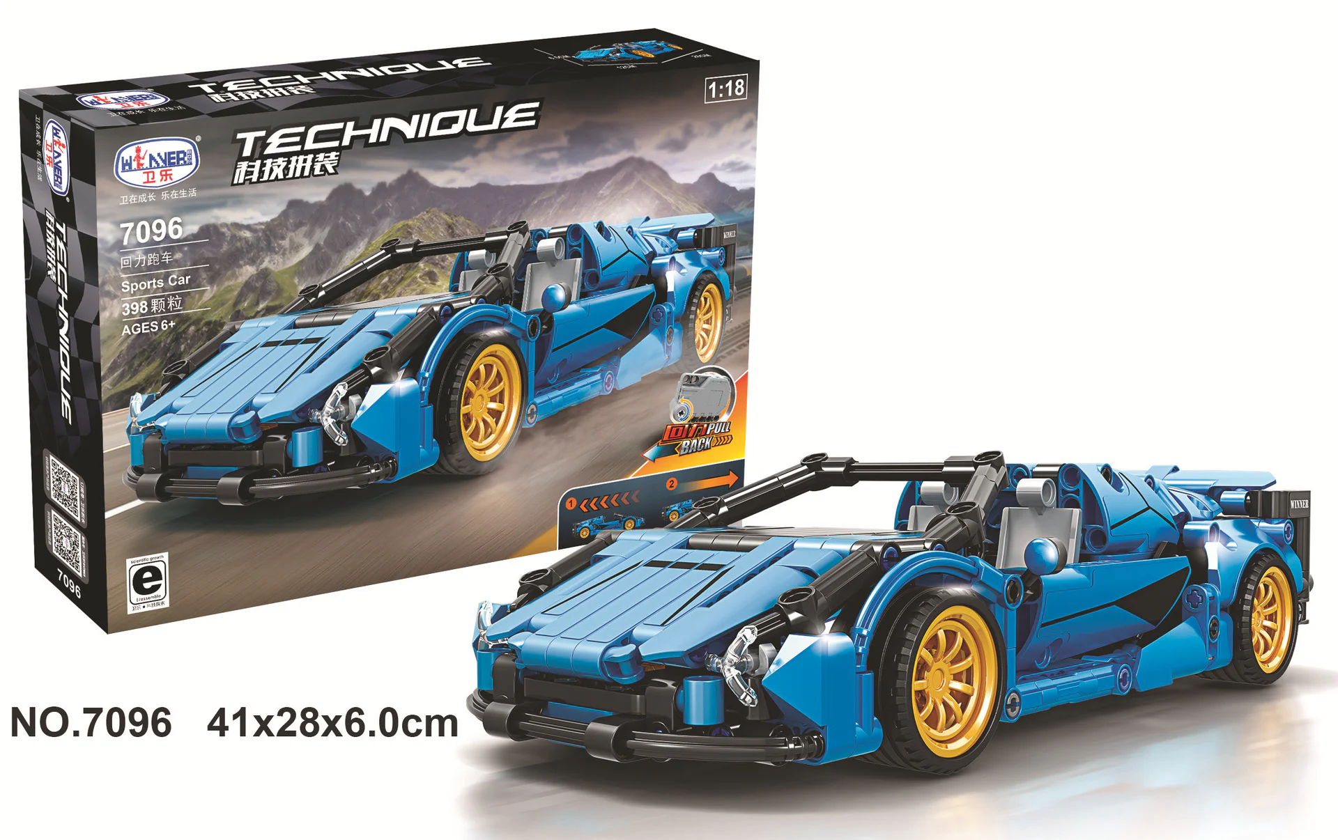 Open-top sports car, rear-wheel drive, 1:18 scale model. 卫乐 Winner 1442 image 2