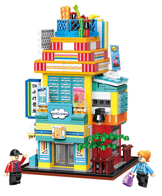 Vibrant street scene: convenience store, ramen shop, game hall, milk tea shop. 哲高 ZHEGAO 00931