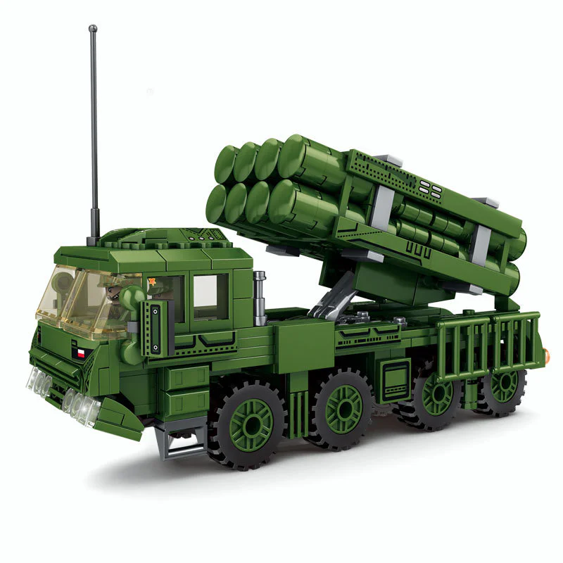 Packard PCH-191 Type Containerized Rocket Cannon, combines 4 types, against landmines and ambushes, Apaches helicopter gunships, F-18 fighter jets, SA-9 "Gau" surface-to-air missile system. 乐毅积木 69002D