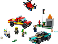 Fire department and police chase