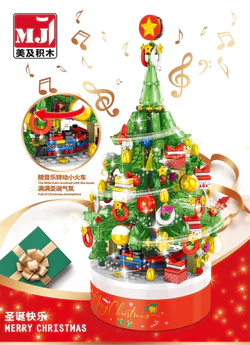 The light turns the Christmas tree music box