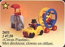 Circus troupe jester and elephant.