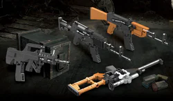 Miniature building blocks guns 4 styles: QBZ, VSS, M762, AKM.