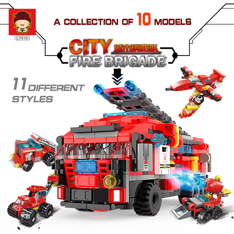 Fire Department: Cloud Ladder Fire Truck with 10 Combinations 瑞智蜂 22008 image 2