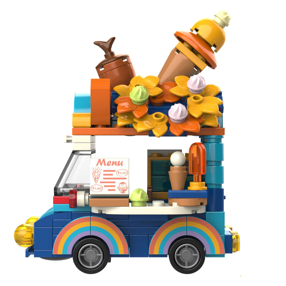 Three Squirrel's Squirrel Town: Squirrel Snow Ice Cream Truck 佳奇积木 JAKI JK6333 image 5
