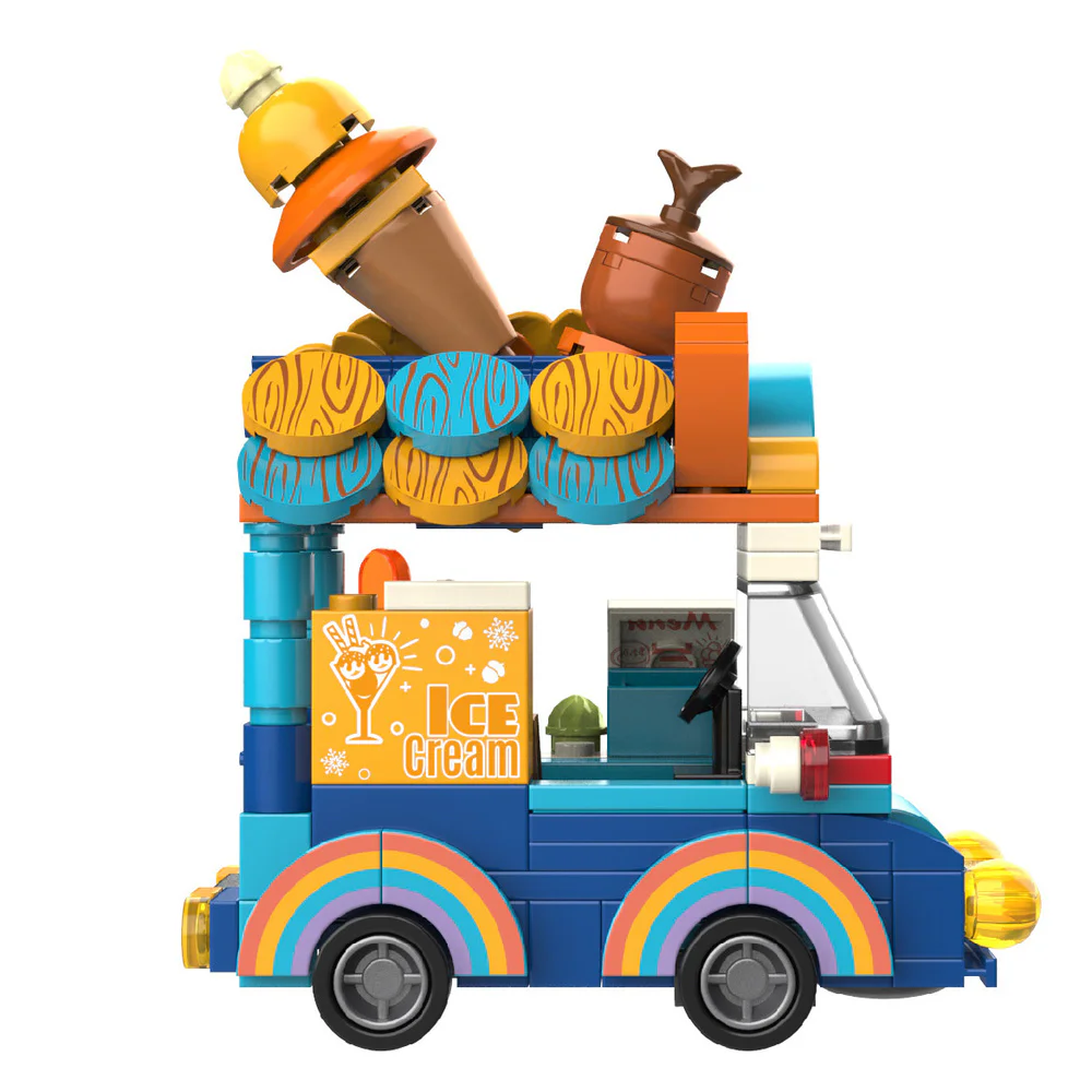 Three Squirrel's Squirrel Town: Squirrel Snow Ice Cream Truck 佳奇积木 JAKI JK6333 image 6