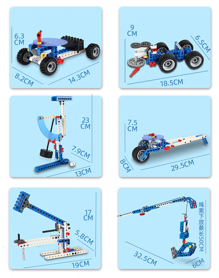 Power-mechanical core set, small cars, hand-sweepers, hammers, hand-lifters, stickers, fishing 哲高 ZHEGAO QL1201 image 3