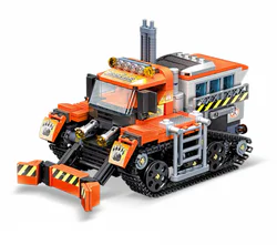 Remotely controlled snow transport vehicle, building blocks