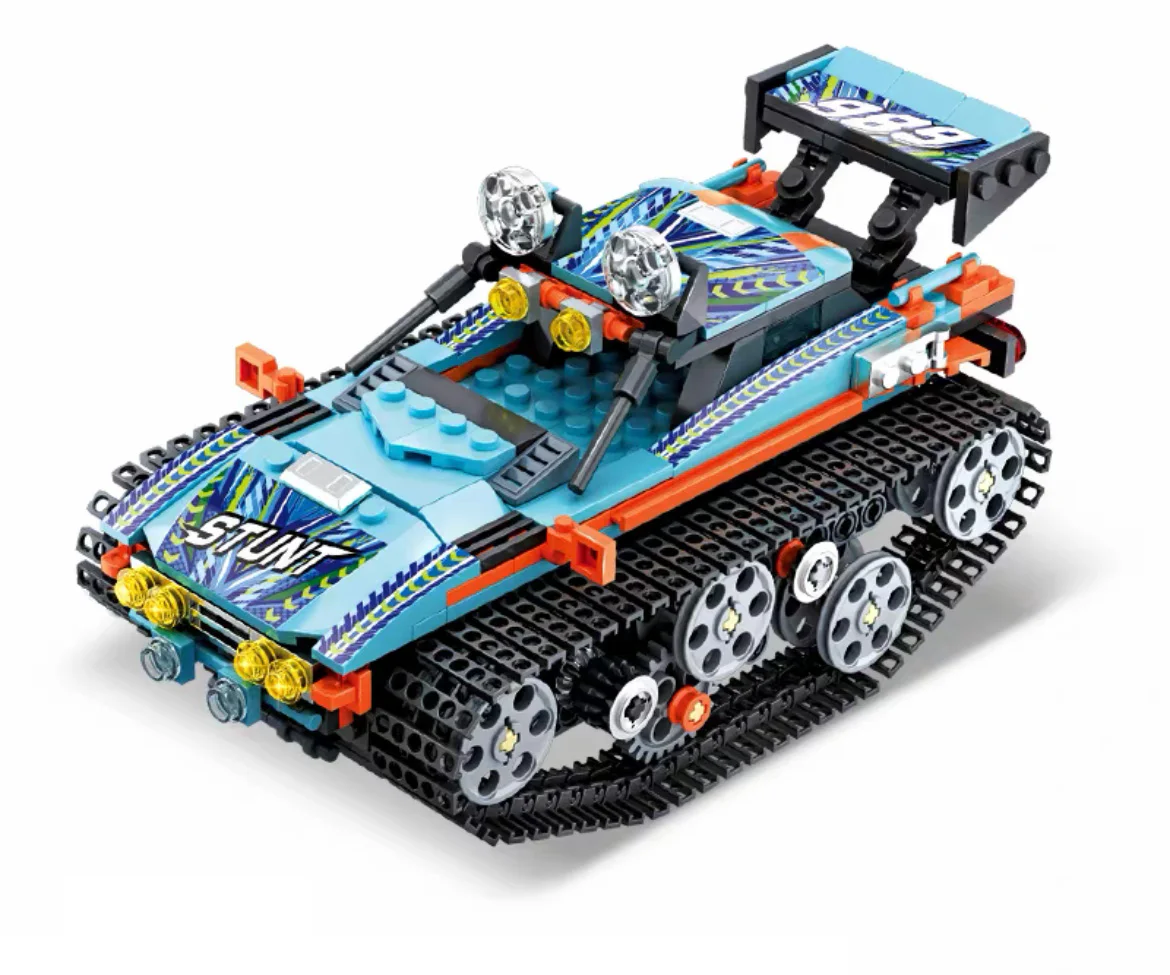 Remote control off-road stunt car made of building blocks. 维思积木 WISEBLOCK/奥迪双钻 HA389058