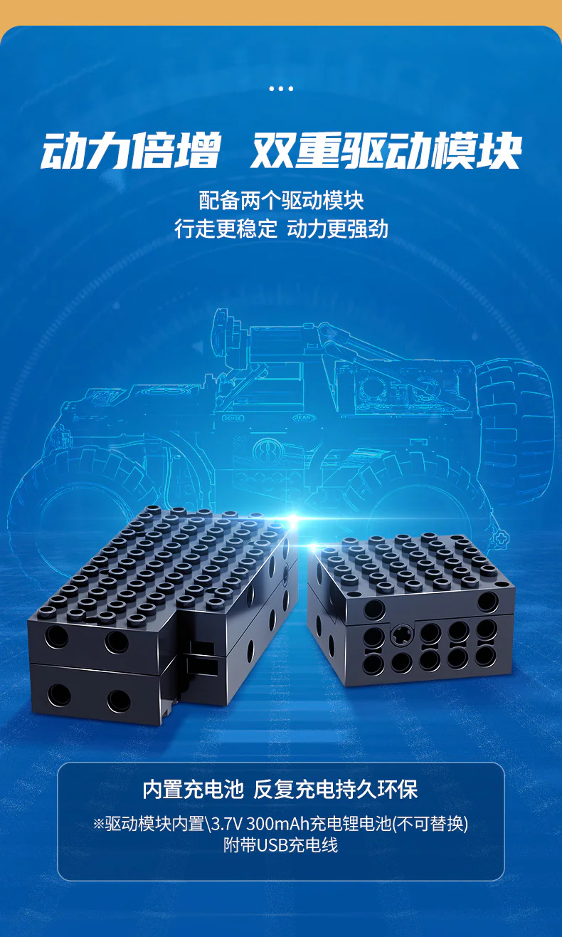 Remote control off-road stunt car made of building blocks. 维思积木 WISEBLOCK/奥迪双钻 HA389058 image 2