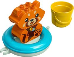 ♪ Happy bath: a floating red panda ♪