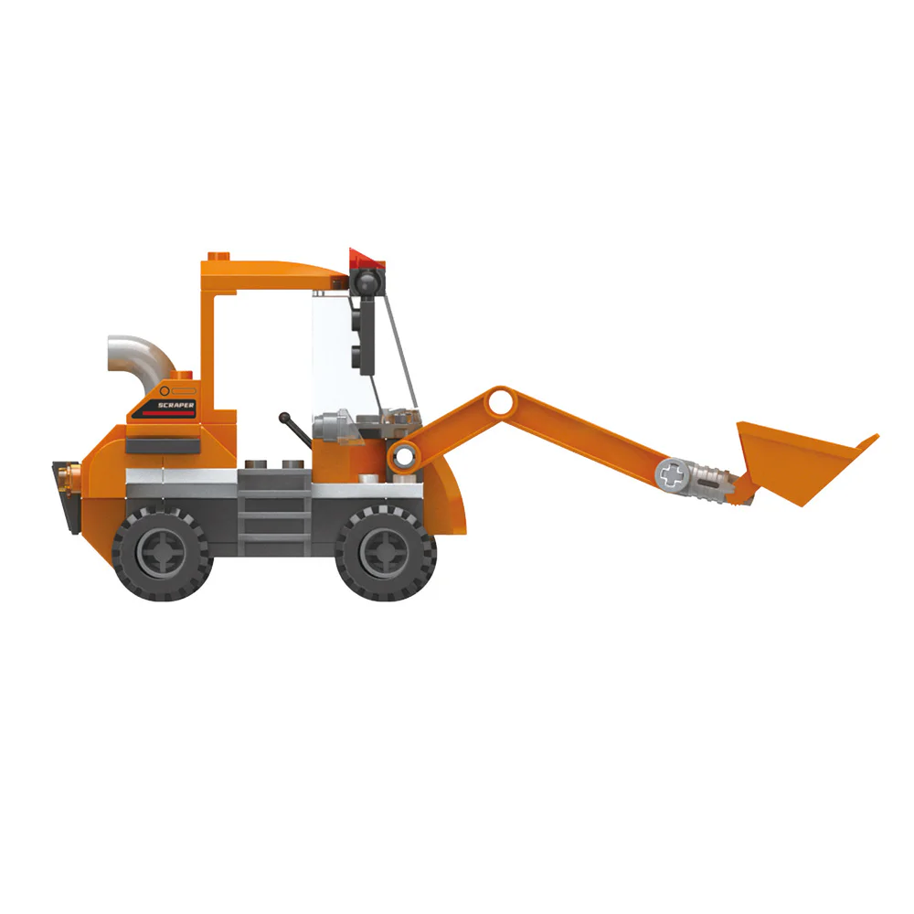 Hello, DAWILL offers 8 models of self-propelled road roller, long arm excavator, engineering grader, wheel type push loader, crane hoist, rotating mixer, lifting and lowering dump truck, and demolition drill car. 佳奇积木 JAKI JK9233 image 26