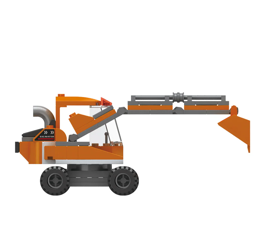 Hello, DAWILL offers 8 models of self-propelled road roller, long arm excavator, engineering grader, wheel type push loader, crane hoist, rotating mixer, lifting and lowering dump truck, and demolition drill car. 佳奇积木 JAKI JK9233 image 27