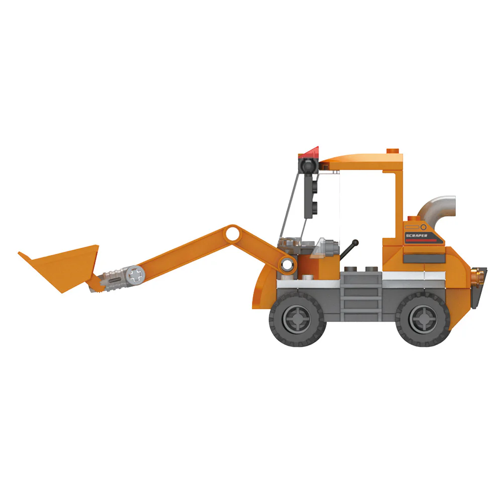 Hello, DAWILL offers 8 models of self-propelled road roller, long arm excavator, engineering grader, wheel type push loader, crane hoist, rotating mixer, lifting and lowering dump truck, and demolition drill car. 佳奇积木 JAKI JK9233 image 36
