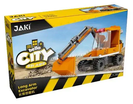 Hello, DAWILL offers 8 models of self-propelled road roller, long arm excavator, engineering grader, wheel type push loader, crane hoist, rotating mixer, lifting and lowering dump truck, and demolition drill car. 佳奇积木 JAKI JK9233 image 37