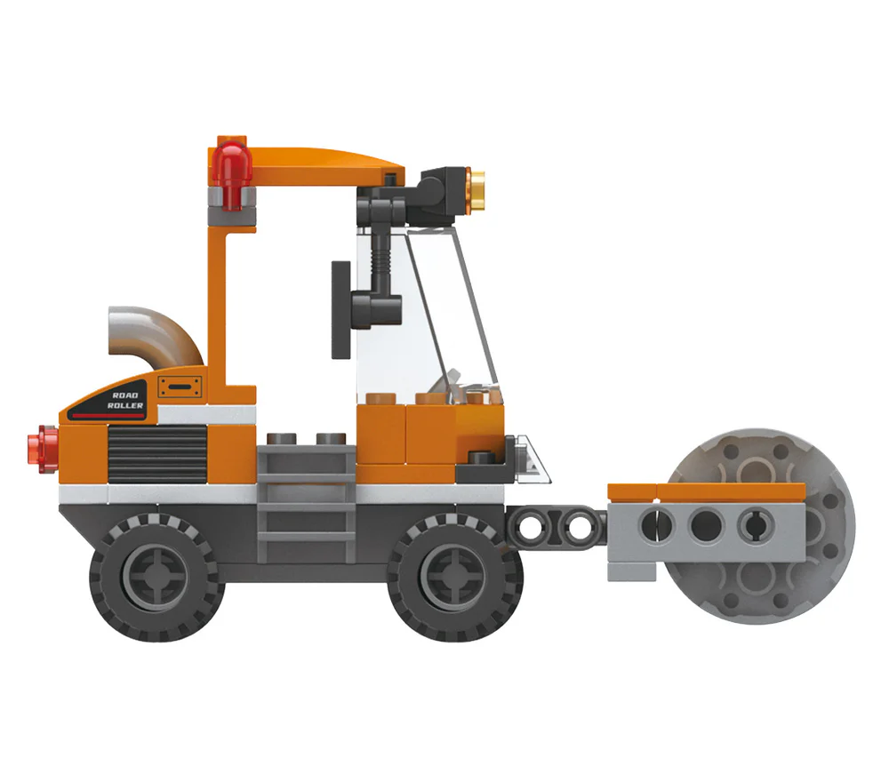 Hello, DAWILL offers 8 models of self-propelled road roller, long arm excavator, engineering grader, wheel type push loader, crane hoist, rotating mixer, lifting and lowering dump truck, and demolition drill car. 佳奇积木 JAKI JK9233 image 44