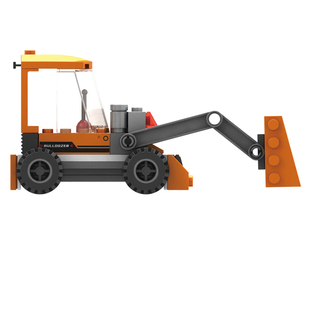 Hello, DAWILL offers 8 models of self-propelled road roller, long arm excavator, engineering grader, wheel type push loader, crane hoist, rotating mixer, lifting and lowering dump truck, and demolition drill car. 佳奇积木 JAKI JK9233 image 47